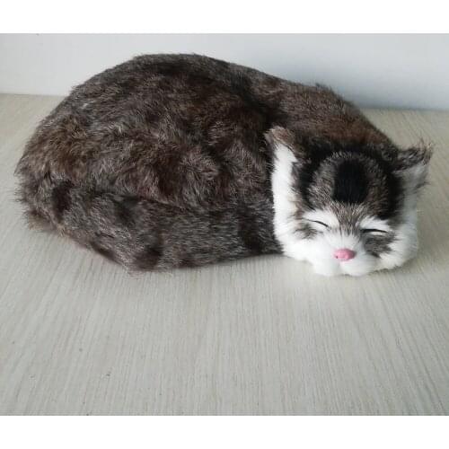 Simulation cat about 25x20cm hard model polyethylene&furs sleeping cat handicraft home desktop decoration gift h0478