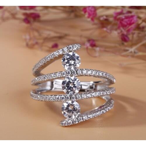 WYJZY Exquisite micro-set 3 round zircon three-layer engagement ring ladies wedding fine jewelry exquisite wedding ring