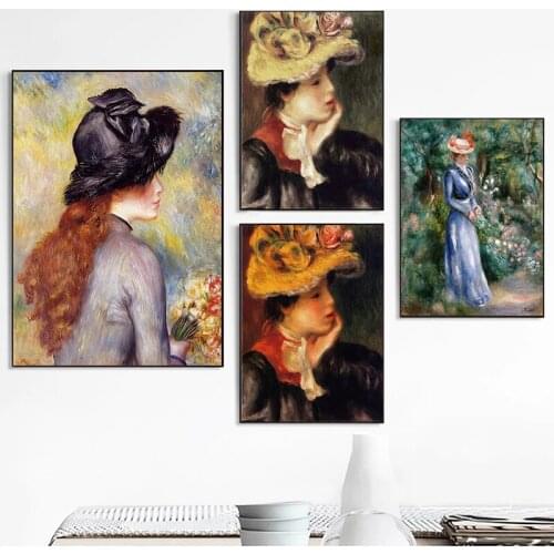 Reproduction Girl with Hat Canvas Paintings Scandinavian Posters and Prints Wall Art Pictures for Living Room Wall Decor Cuadros