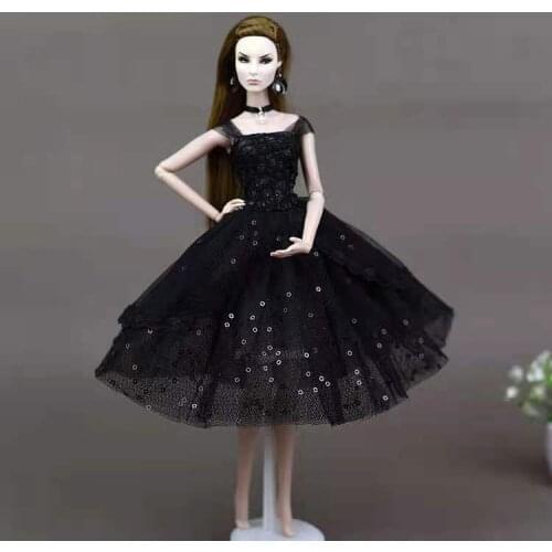 Classic Black Sequin Lace Princess Ballet Dresses for Barbie Doll Clothes Outfits 1/6 BJD Accessories Party Gown Kids Toys Gifts