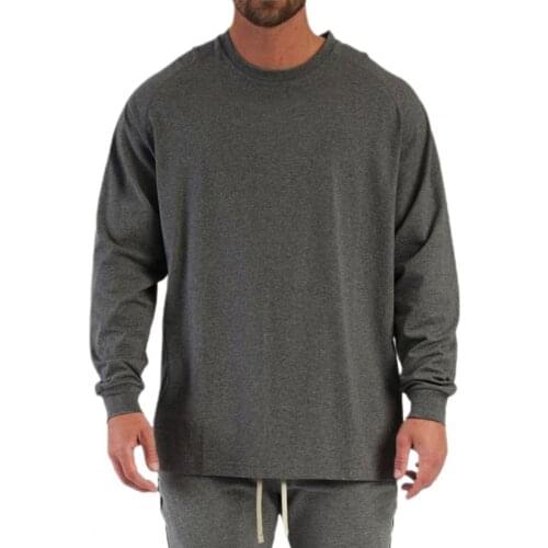 60% Dropshipping!!Men T-shirt Plus Size Loose O Neck Solid Color Long Sleeve Pullover Top Blouse for Daily Wear