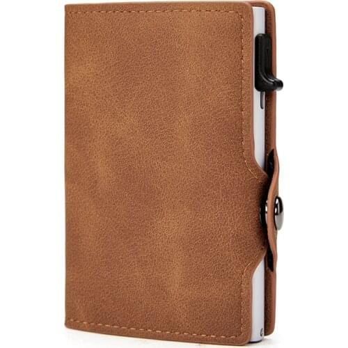 Bisi Goro Business Top PU Leather Casual Short Slim Small Wallert Anti-theft RFID Men Purse Money Coin Card Holder Button Style