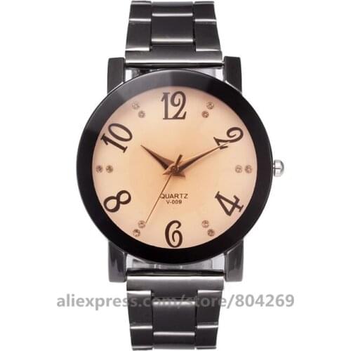 Wholesale hot sale new metal man woman bracelet watch alloy couple fashion rhinestone big number watches VK 802