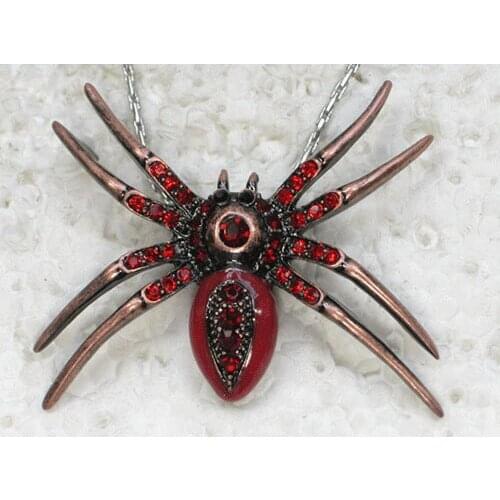 Red Rhinestone Spider Fashion Pendant Necklaces Chain Jewelry F114 C3