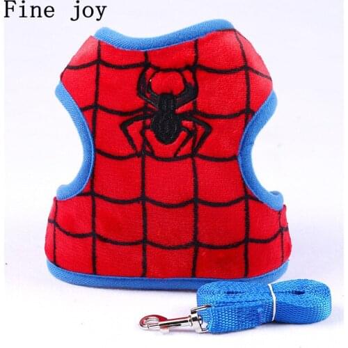 Fine joy 1pcs Dog Leads Leashes Nylon Striped Cartoon Dog Pet Leash Lead Harness Collar Lead for Small Puppy Cat Daily Walking