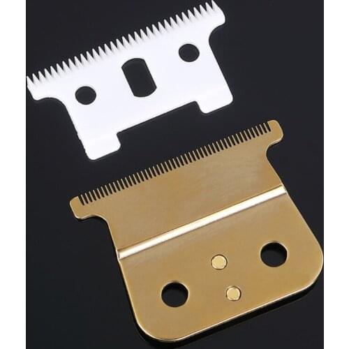 2pcs Professional Ceramic Stainless Steel T-Outliner Cordless Clipper Trimmer Blades with 2 Hole Replacement Blade