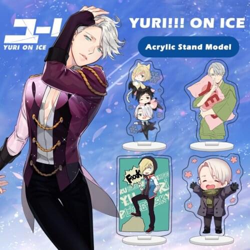 Q Version Yuri!!! On Ice Victor Nikiforov Keychain Double Sided Acrylic Stand Figure Model Toys Key Chain Desktop Decor BL Anime