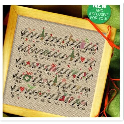 Christmas song cross stitch kit x-mas gift cartoon design 14ct 11ct linen flaxen canvas embroidery DIY needlework