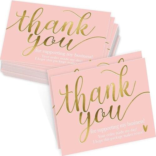 Pink Thank You for Supporting My Small Business Card Package Thanks Greeting Card Appreciation Cardstock for Sellers Gift 5*9cm