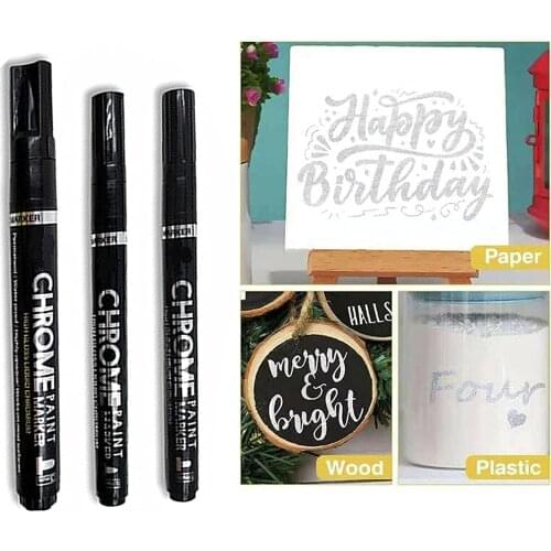 Silver Art Liquid Mirror Chrome Marker, DIY Highlight Pen, Liquid Mirror Chrome Marker for Metal, Glass, Wood, Stone, Plastic