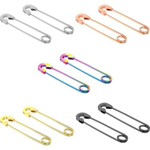 New European Punk Hip Hop Safety Pin Stud Earrings Stainless Steel Earring for Women Men Party Daily Stud Earrings Jewelry Gift