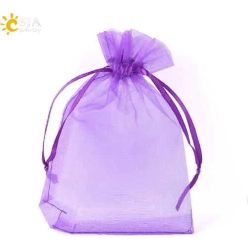 CSJA Drawable Pouches Silk Pouches Organza Gift Bags Wedding Party Decoration Jewelry Packaging Red Multicolor 10pcs/lot F635