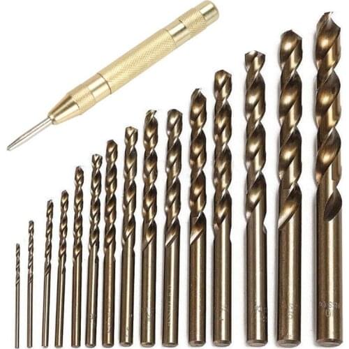 SHGO HOT-15Pcs Metric M35 Cobalt Steel Drill Set Heat-Resistant Thread Drill Bit With Straight Shank 1.5-10Mm Steel Pounch Split