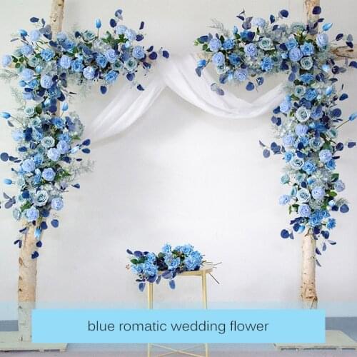 Wedding props simulation silk flower blue tie arch flower art outdoor lawn wedding decoration decorative false flowers