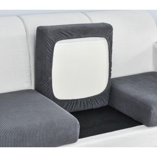 Solid Color Sofa Seat Cushion Cover Polar Fleece Furniture Protector for Pets Kids Washable Removable Slipcover Kussenhoes