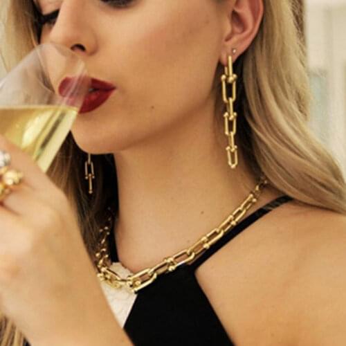 2020 New Brand Punk Earrings for Women Vintage Metal U Chains Long Earrings Gothic Jewelry Chain Earring Female Tassel Brincos