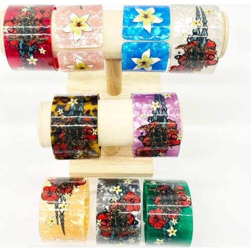 Newest Designed Turtle Flower Bracelets Factory Wholesale Acrylic Bangles For Ladies Women Nice Tortoiseshell Wear Jewelry