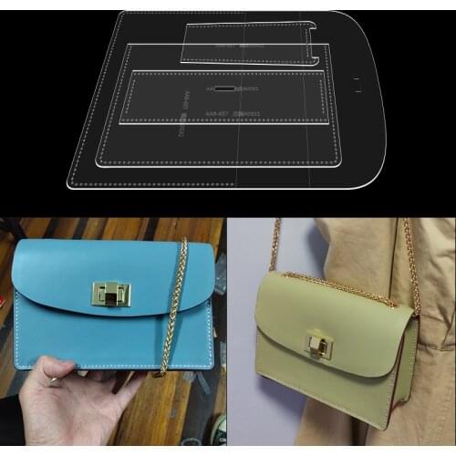 1Set DIY leather craft Acrylic pattern women square Shoulder Messenger Bag template Sewing stencil 21*14*6.5cm
