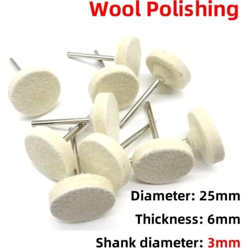 1X 25MM Thick 5x3MM Shank Cleaning Wheelhead Mill Glass Handle T-type Wool Wheel Grinding Head Mirror Polishing Electric Grinder