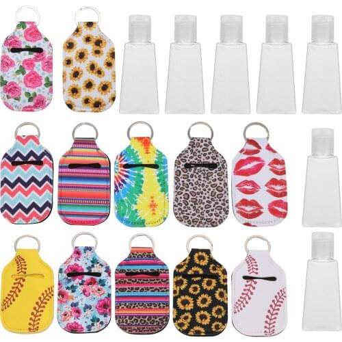 24Pcs Mini Hand Sanitizer Bottle Empty Bottle Covers Set Bottle Cover Keychain Detachable Cover Travel Portable Safe Gel Holder