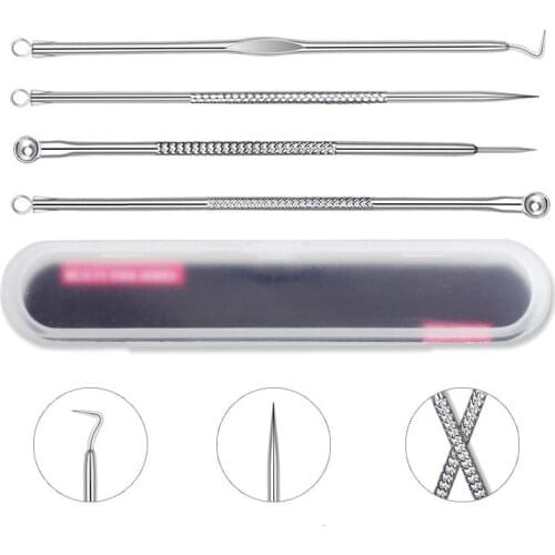 4 pcs Acne Blackhead Removal Needles Pimple Acne Extractor Black Head Pore Cleaner Deep Cleansing Tool Skin Care Beauty Products