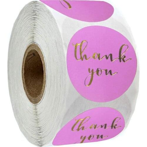 100-500 Pcs Thank You Stickers Seal Lanels With 1 Inch Round Gold Foil Pink Stickers For Gifts Store Label Stationery Stickers