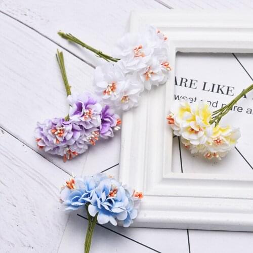 6 Pieces/bouquet Mini Daisy Bouquet Artificial Flowers Wedding Decoration Diy Craft Home Decor Accessories