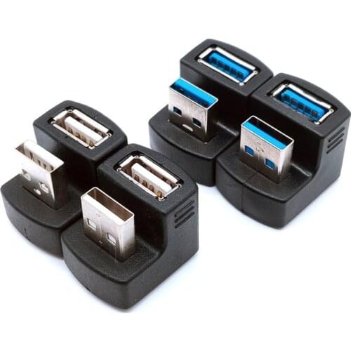 5Gbps Up & Down 180 Degree Angled USB 3.0 USB2.0 Adapter A Male to Female Extension Connector Work for LTE adapter to power bank