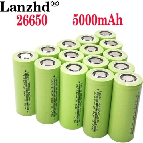 15PCS New Battery 26650 3.7V 5000mAh High Capacity 26650 Li-ion Rechargeable Batteries for Power Tools flash light