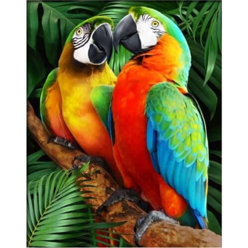 Parrots diamond painting animals mosaic embroidery cross stitch birds rhinestone picture puzzle drawing wall decor craft gifts