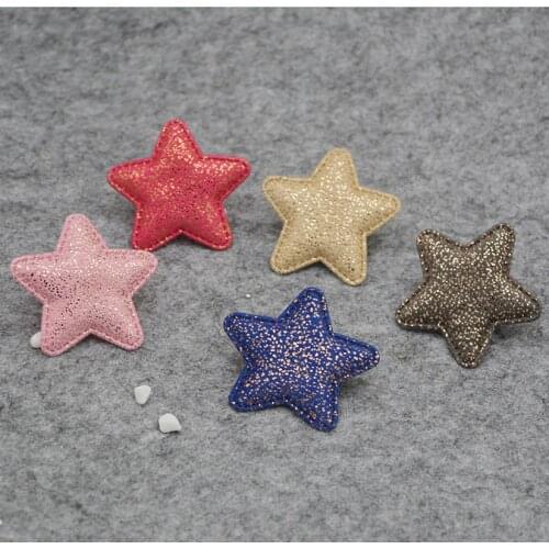 30pcs 5cm Shiny Star Padded Patches Appliques For Clothes Sewing Supplies DIY Hair Bow Decoration free shipping
