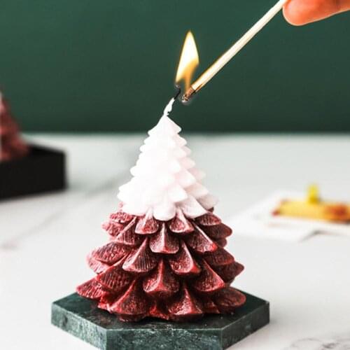 Christmas Tree Shape Scented Aromatherapy Candle for Home Festival Party Decor Ice Wax Candle Reusable Christmas Tree Candle