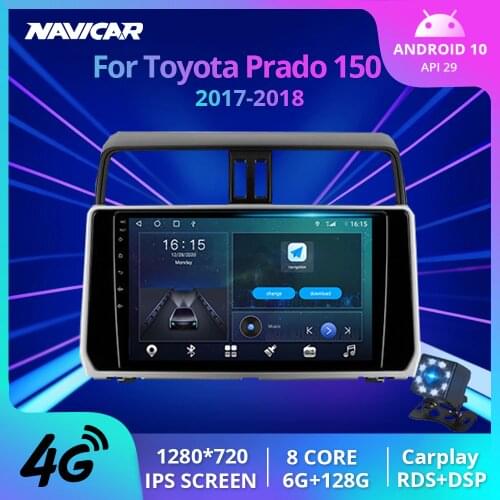 NAVICAR 2Din Android10 Car Radio For Toyota Land Cruiser Prado 150 2017-2018 GPS Navigation Stereo Receiver Auto Dadio Car Video