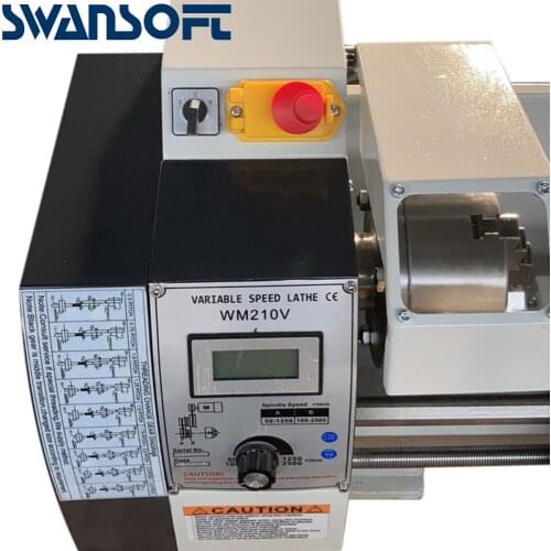 Brushless Motor WM210V Chuck Mini Lathe Machine Metal Lathe/850W All Steel Gear Lathe/38mm Spindle Bore Hole +125mm