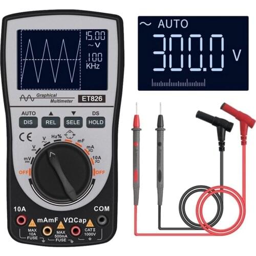 MT8206 2 In 1 Digital Oscilloscope Multimeter With Analog Bar Graph ET826 Multimeter Auto Range Backlight DC/AC Current Meter