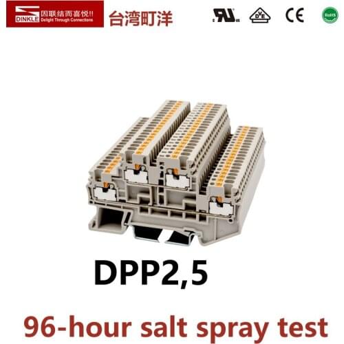 DINKLE DPP2.5 Two Ways channel Spring-cage Strip Wire Connection Electrical Connector Din Rail Terminal Block Phoenix