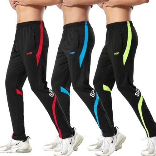 Stretch Breathable Running Trousers 2021 New Mens Quick-Drying Zipper Pocket Summer Lightweight Basketball Football Sports Pant