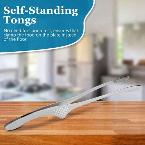 Hot Grill Tongs BBQ Tongs Kitchen Tongs for Cooking Small Oven Serving Tong with Support Stand Self-Standing Tongs