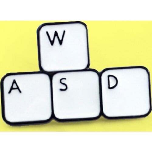 Gaming Keyboard WASD Brooch Pins Letter Block Computer Game Control Keyboard Enamel Pin Lapel badges Hat Bag Jewelry Gifts