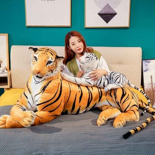 30-120cm Stuffed Animal Simulation Giant Plush Tiger White Brown Cute Plush Tiger Birthday Gifts Children Baby Christmas Gifts
