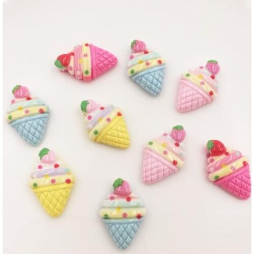 Resin Kawaii 3D Colorful Ice Cream Flat Back Stone Home Decor Appliques 20pcs DIY Wedding Scrapbook Craft OG33
