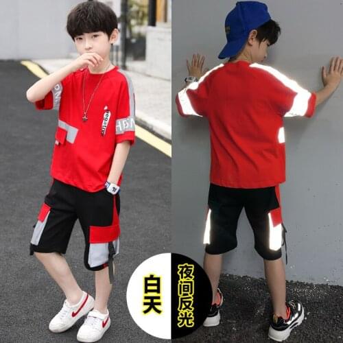 Summer boys' new style, big boys, handsome, Korean style, two-piece suit, kids clothes, boy suit clothes, childrens clothes