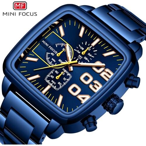MINI FOCUS Men Quartz Square Watch Top Brand Luxury Male Business Wristwatch Stainless Steel Clock Relogio Masculino