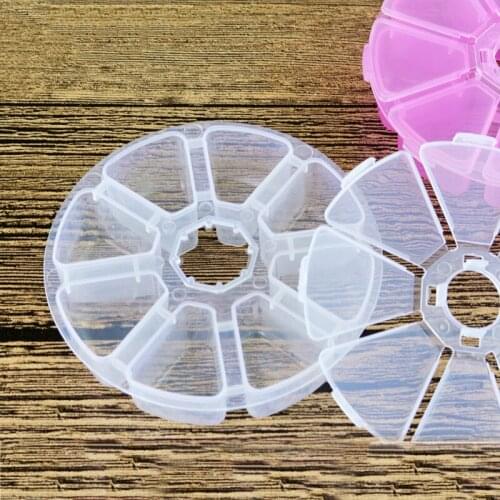 Mini 8 Grids Round Jewelry Bead Organizer Nail Art Rhinestone Gems Plastic Box Storage Case Makeup Clear organizador