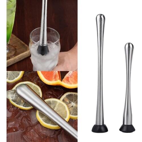 Cocktail Muddler Stainless Steel Pestle Grooved Plastic Head DIY Drinks Fruit Ice Cocktail Muddler Bar Mixer Mojito Bar Tools