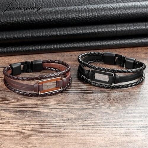 2018 New 4-Color Leather Bracelet Mens High Quality Fashion Bracelet Womens Bracelet Vintage Jewelry Mens Bracelet Pulseras