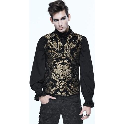 Devil Fashion Autumn And Winter Gothic Mans Waistcoats Embroidery 2 Colors Vest Palace Turn-down Collar Double Breasted Vest