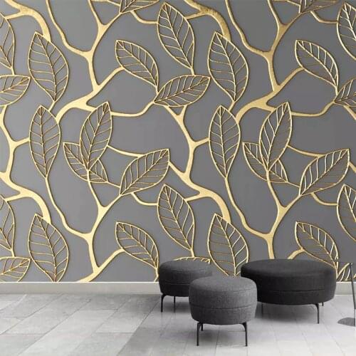 Custom Photo Wallpaper For Walls 3D Stereoscopic Golden Tree Leaves Living Room TV Background Wall Mural Creative Wall Paper 3D
