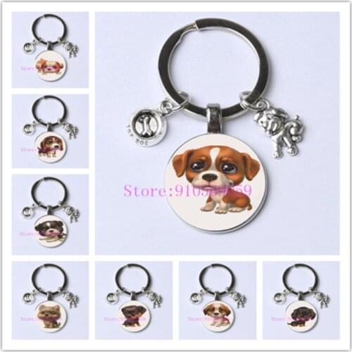 New Cute Puppy Dog Playing Keychain Dog basin Keychain Love Pet Dog Best Friend Pendant Fashion Key Ring Birthday Present