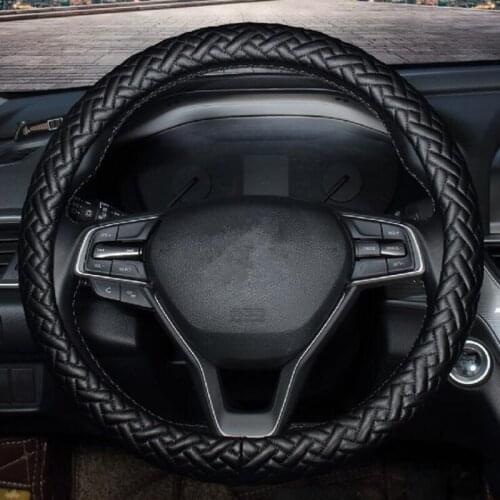 Braid PU Leather Car Steering Wheel Covers Anti-slip hand Weave for Peugeot 206 Ford Nissan Golf Mazda Car Accessories